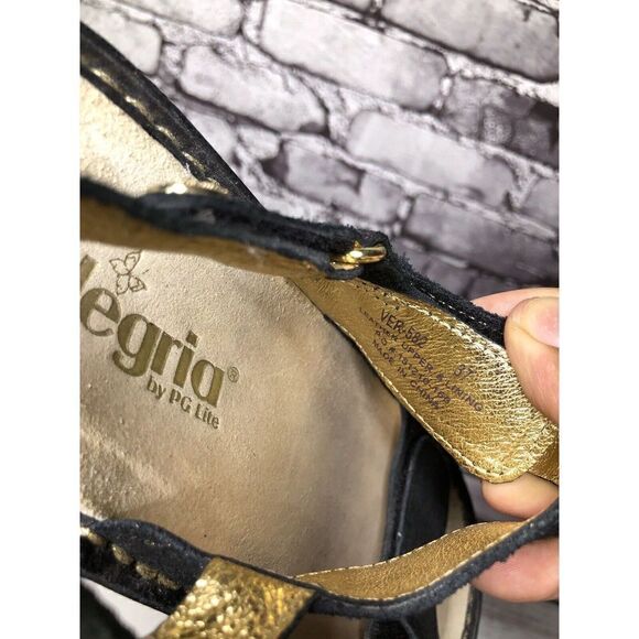 Alegria VER-582 Black Multicolor Shimmer Strap Wedge Sandals Women Sz 37EU/6.5US - Picture 6 of 16